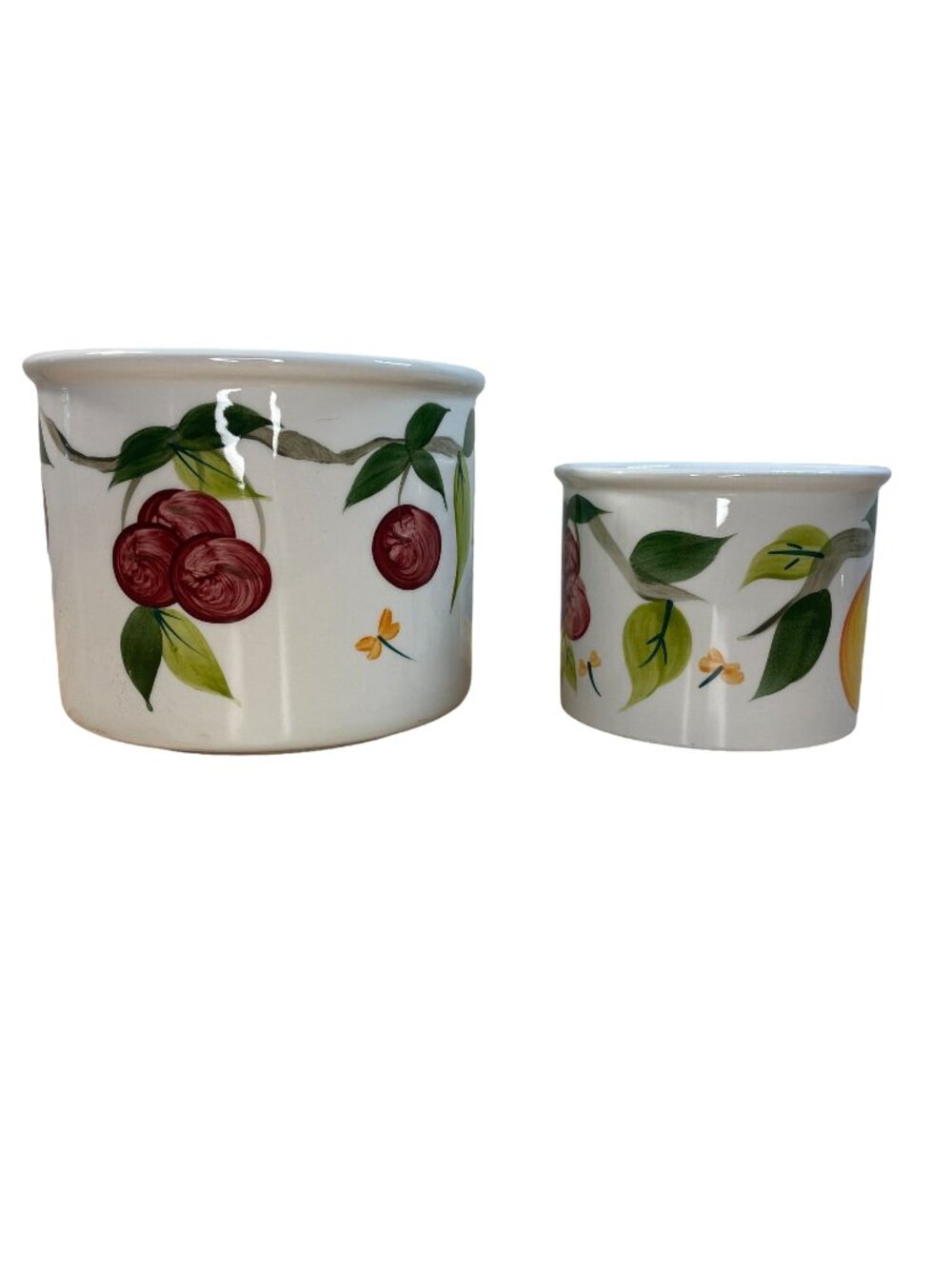 Set of 2 Portmeirion Summer Fruit Crock Planters Bowls Handpainted Britian